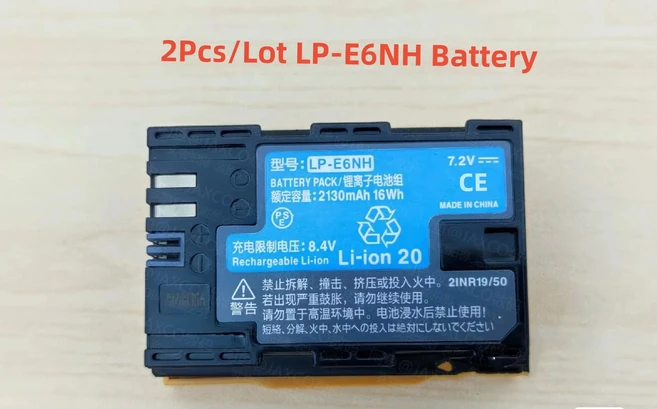 고성능 LP-E6NH E6N 카메라 배터리 캐논 EOS R 5D 마크 IV III 6D 7D 80D LC-E6E 충전기, 01 China Mainland, 1개, 03 2Pcs LPE6NH Battery