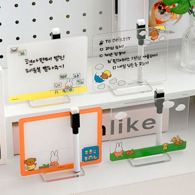 미피 아크릴 와이드 메모 보드 미니 화이트보드판 하루할일 책상 탁상용 소형 칠판, 6000미피아크릴와이드메모보드 랜덤, 1개