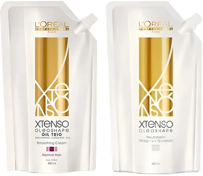 로레알 엑스텐소 올레오 쉐입 스트레이트 정상모발 매직약 + 크림 중화제, 1개, 400ml - 쿠팡