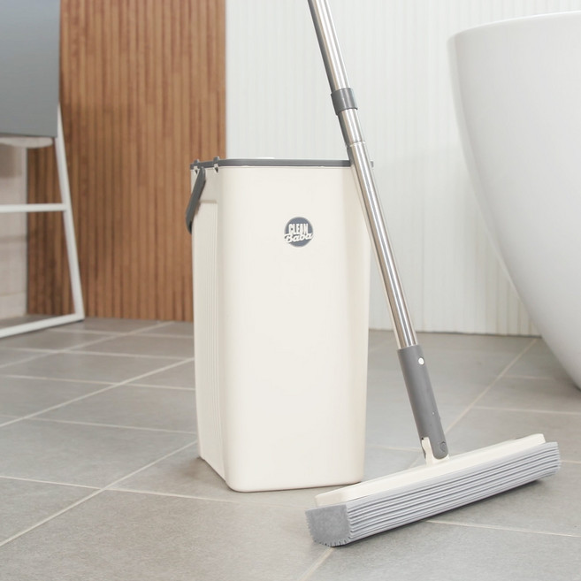 크린바바 쓱쓱싹싹 노터치 고분자폴리머 밀대 물걸레 청소기 펄프청소기, 1개, 본품 세트(밀대걸레+패드2개+바스켓)