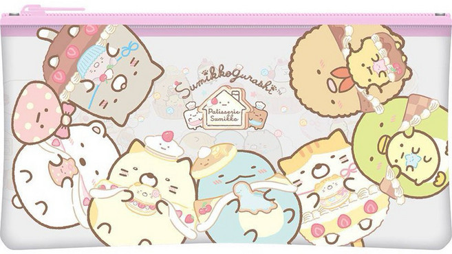 Sumikkogurashi 角落小夥伴 透明扁筆袋, 粉色, 1個