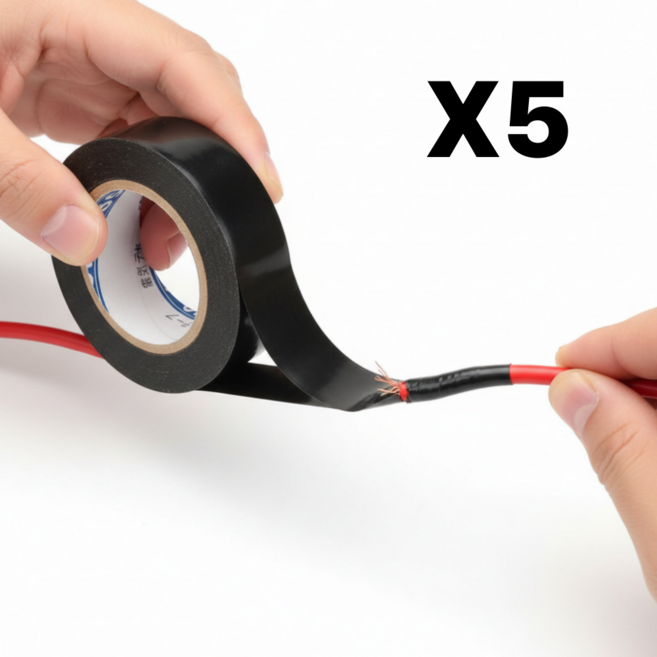 쥬커머스 PVC 방수 전기 절연 테이프 블랙 19mm x 10m, 5개