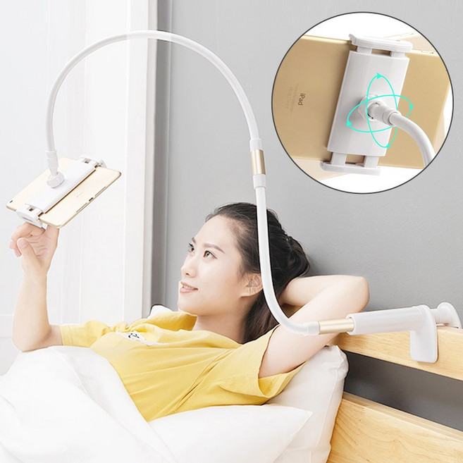 오엠티 120cm 자바라 침대 핸드폰 태블릿 거치대, 블랙, 1개