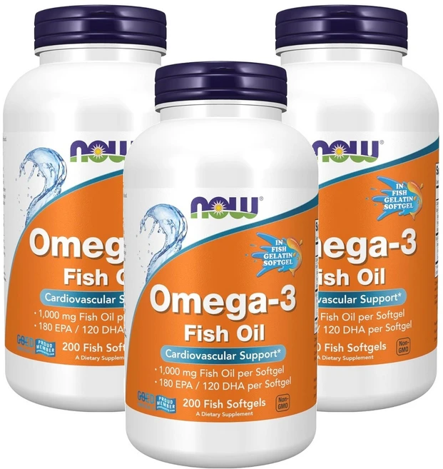 나우푸드 멀레큐럴리 디스틸드 오메가3 1000mg 피쉬 소프트젤, 200정, 3개 - 쿠팡