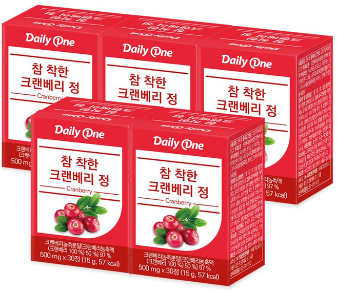 데일리원 참 착한 크랜베리 정, 30정, 5개