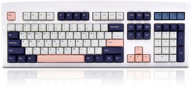 QSENN DT35 104 PBT 풀윤활 가스켓 유무선 기계식 키보드, 화이트 오테뮤, 큐센 DT35 104, 저소음 크림옐로축