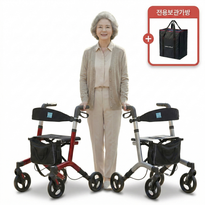 노인 보행보조기 올인원 롤레이터 할머니 유모차/GREY, 1개