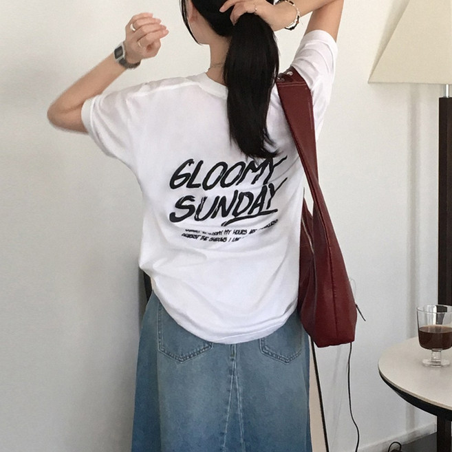 티데일리 남녀공용 글루미 프린팅 오버핏 17수 빅사이즈 라운드 반팔 티셔츠