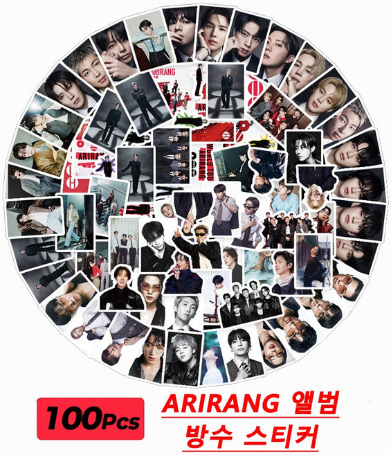 방탄 BTS 스티커 세트 방수 스티커 아이돌 굿즈 앨범ARIRANG 100PCS JL-1688-103578-5186153, 붉은색, 100장