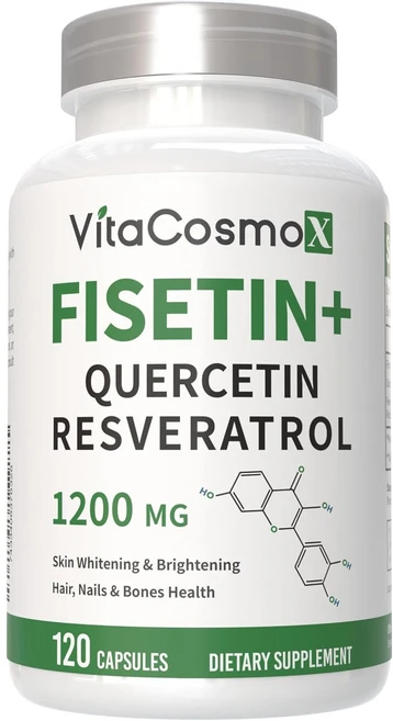 피세틴 케르세틴 레스베라트롤 콤플렉스 비건 캡슐 120개 1회 제공량당 1200mg 60인분 글루텐 프리 비유전자변형식품(NonGMO) 친화적, 1개, 120정 - 쿠팡