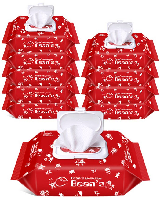 빈즈 엠보싱 무향 캡형 아기물티슈, 70g, 70개입, 10개