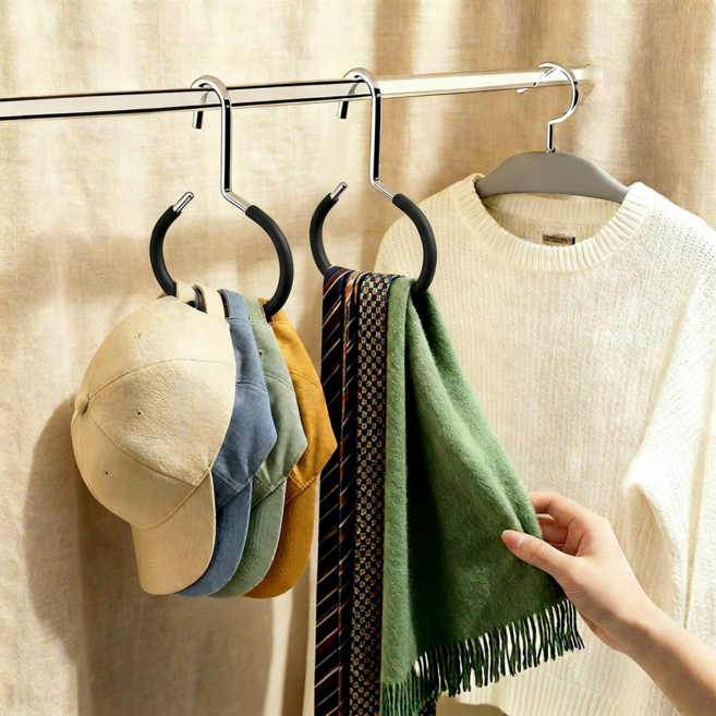 모빈글로벌 다용도 논슬립 모자걸이 넥타이 스카프 잡화정리, 1개, 블랙(5p)