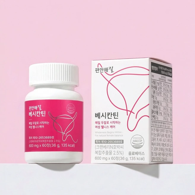 편안해질 베시칸틴 크랜베리 D만노스 영양제, 1박스, 60정 - 쿠팡