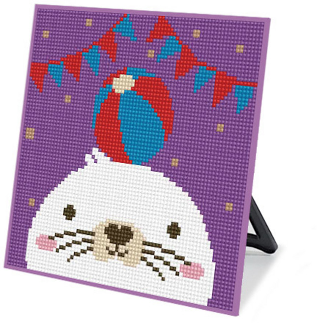 보석십자수 캐릭터 십자수 큐트 액자 그림 비즈 세트 스탠드형 20x20, DS47_(소)서커스 물개, 1개