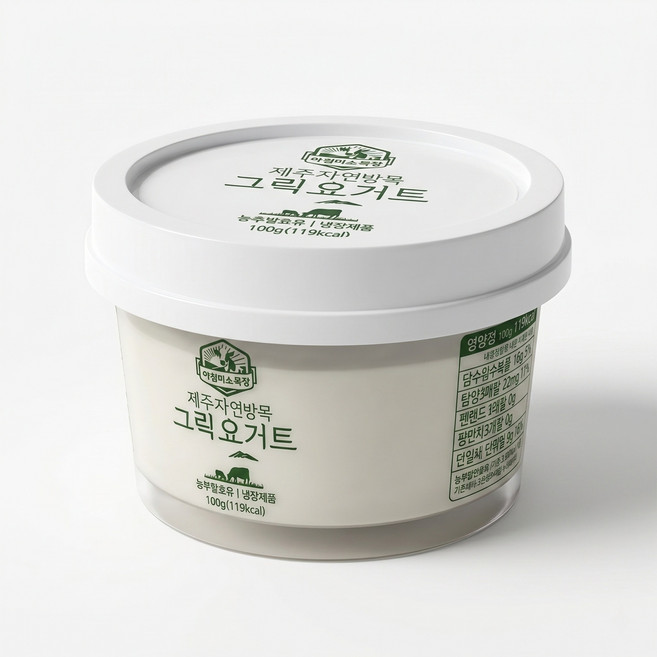 아침미소목장 동물복지 제주 그릭요거트 100g 산미없는 꾸덕한 플레인 요구르트, 1개