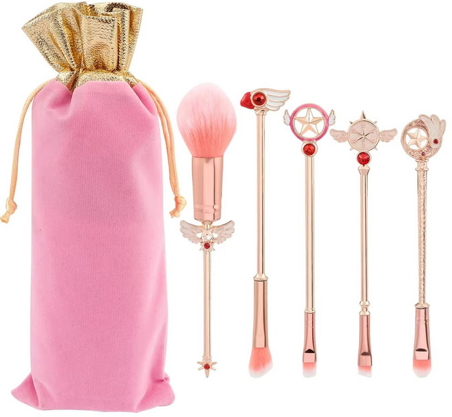 카드캡터체리 메이크업 브러쉬 세트, 1개, 핑크