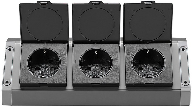 국산 매직 코너 3구 방우형 콘센트 다크그레이 욕실 싱크대 책상 가구 인테리어, 1개