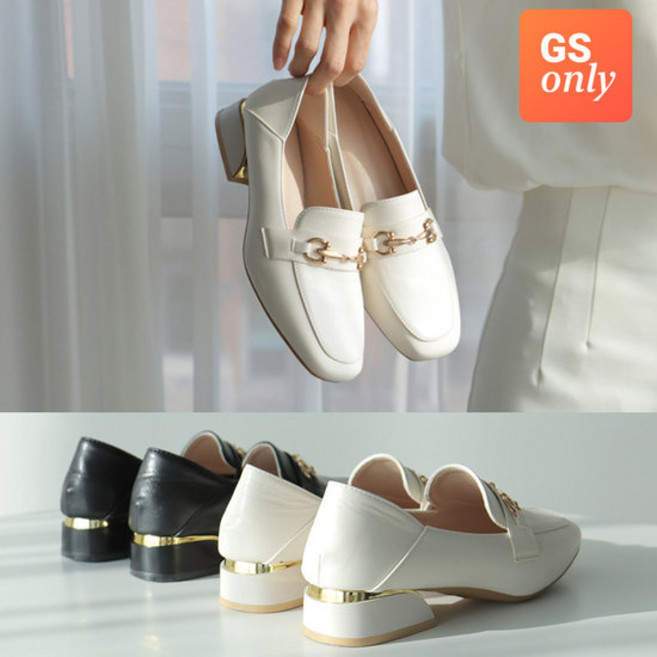 [GS단독/바닐라슈] 포드린 메탈장식 골드프레임 탄력창 로퍼슈즈(3cm)