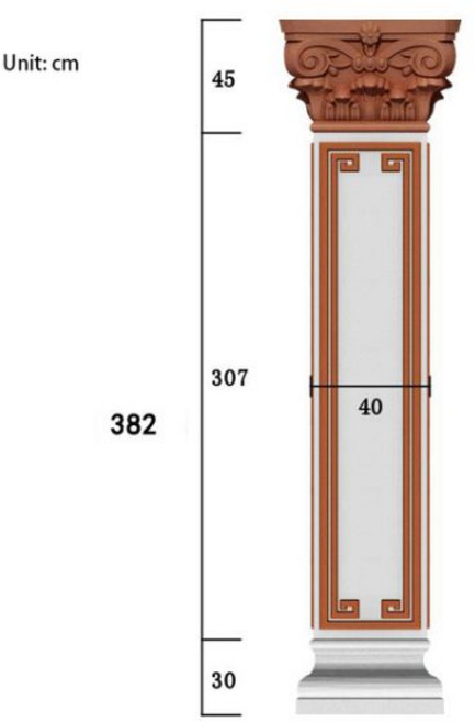 로마 기둥 몰드 중국 사각형 기둥 빌라 문짝 시멘트 로비 마당 모양 건물 템플릿, D40H382, 1개
