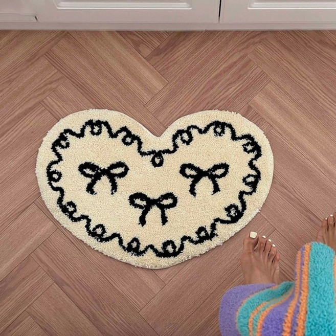 하트 발매트 고급 미니 러그 현관 침실 화장실 앞 논슬립