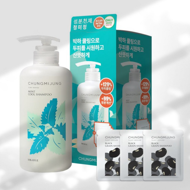 청미정 박하 쿨 샴푸 500ml (+흑곡샴푸 21ml), 1세트