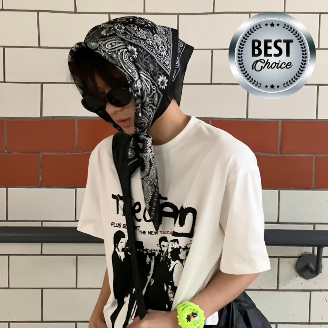 EHLIVE 부드러운 페이즐리 스카프 손수건 면 반다나 헤어두건 등산 러닝 운동회 데일리 빅사이즈 남자 여자 2026 봄