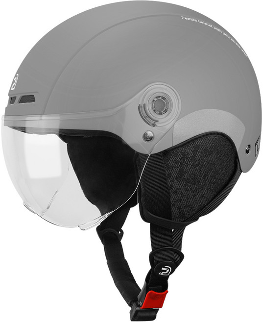 PEMILA전계절 멀티스포츠 헬멧 자전거 스케이트 스키용 충격흡수 통기성 좋고 방풍방한 분리형 귀보호대 고글달린 남녀공용, 1개, 그레이+귀보호대+투명렌즈