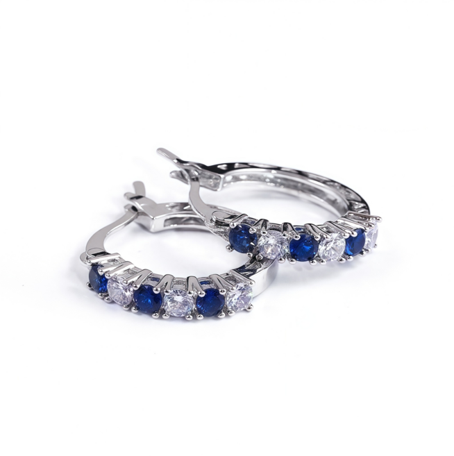 사파이어 귀걸이 원터치 링 클래식 실버 by 모리에