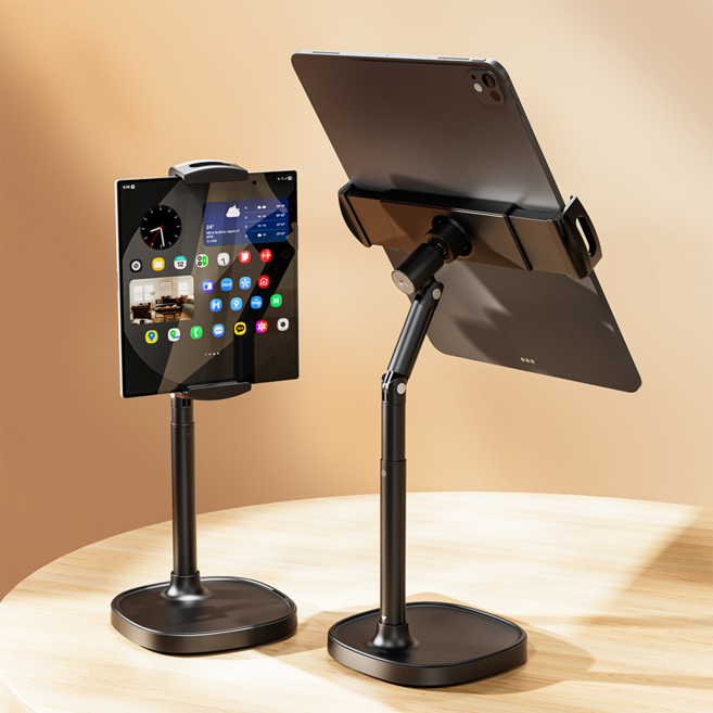 젠박스 탁상용 태블릿 거치대 스마트폰 폴드 2종 헤드 높이조절, 1개, 블랙, ZTPS-KA