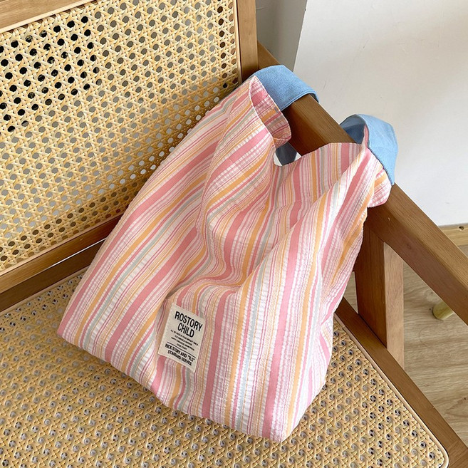 굿도우 여성 스트라이프 캔버스 에코백