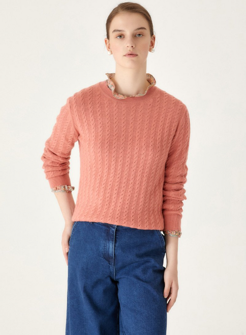 [닥스] 코랄 짜임패턴 울캐시미어혼방 니트 DLSW2D915C2