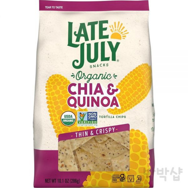 Late July 치아 퀴노아 또르띠아 나초 얇고 바삭한 286.3g, Late July 치아 퀴노아 또르띠아 나초 얇고 바삭, 10.1 Ounce (Pack of 1), 1개
