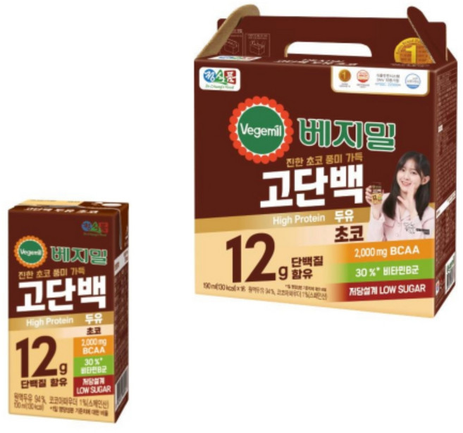 베지밀 고단백두유 초코 190mlx16팩SET, 베지밀 고단백두유 초코 190ml x 16팩, 190ml, 단품