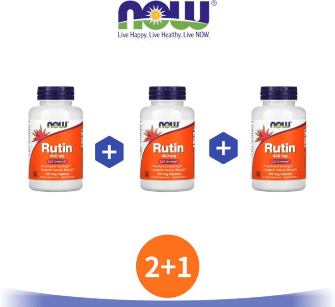 2+1 나우푸드 루틴 450mg 100캡슐 Rutin 회화나무 추출물 바이오플라본이드, 100정