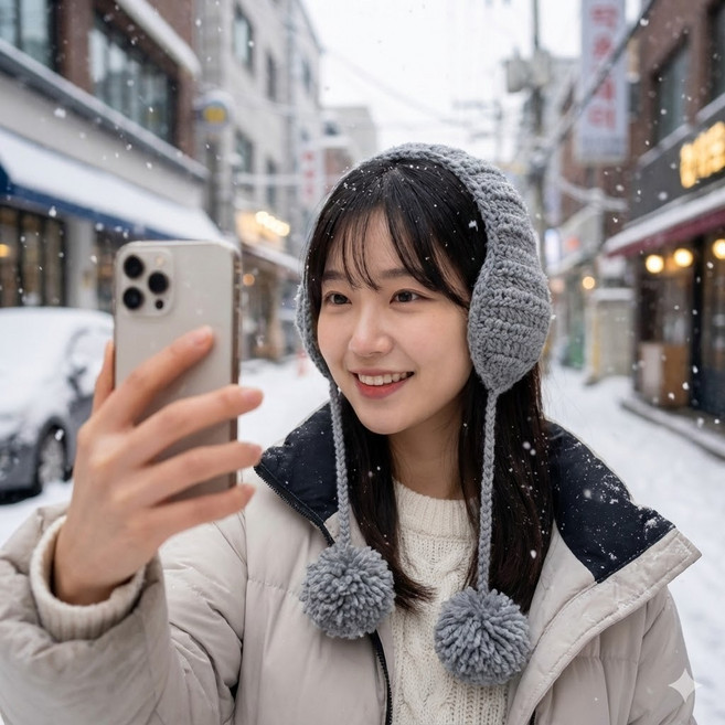 루나핏 니트 뜨개 뜨개질 방한 귀마개 귀여운 겨울 보온 귀도리