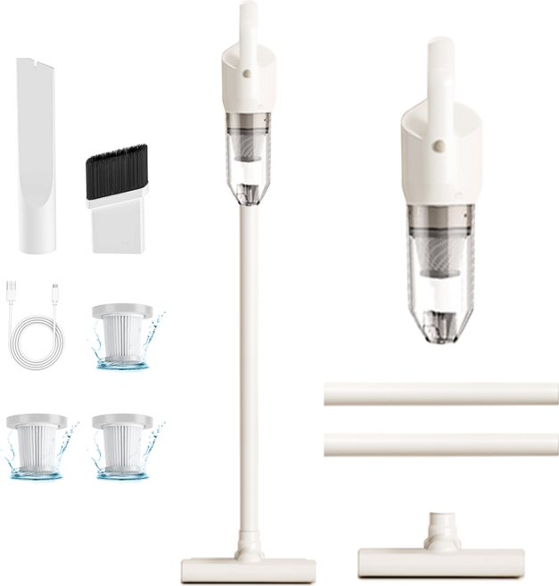 [ 2 필터 한시 증품 ]Hearten 무선 핸디 청소기 원룸/차량용/애완동물 털 다용도 6in1 강흡력 승급 609 PRO 미니 진공청소기, Pro승급, 베이지