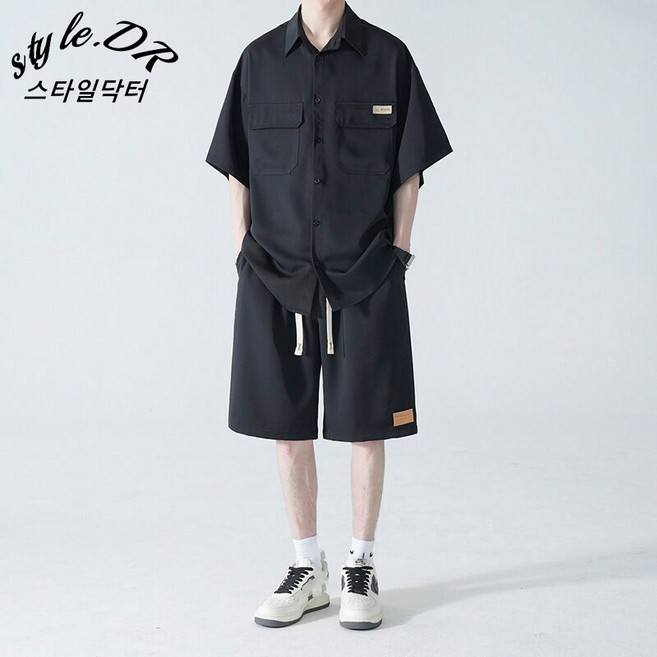 스타일닥터 남성 여름 반팔 셔츠 반바지 세트 루즈핏 캐주얼 트레이닝 여름 코디