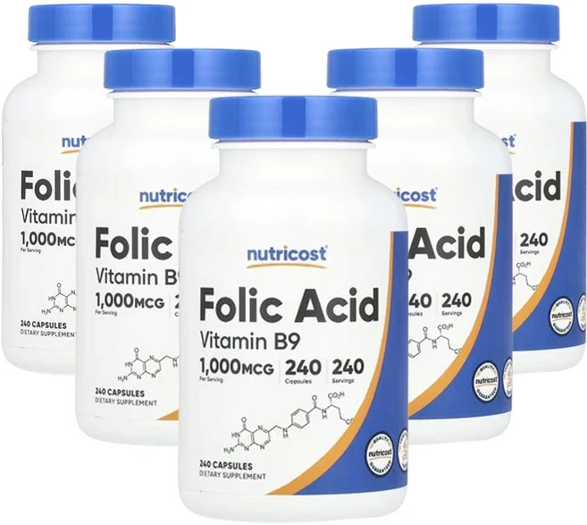 뉴트리코스트 엽산 1 000mcg 240캡슐, 5개, 240정 - 쿠팡