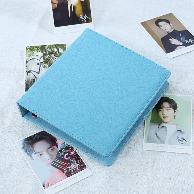 白月光四格卡冊 小卡收納冊 追星收藏冊 拍立得活頁卡冊, 1個, 白月光-藍色（僅外殼）