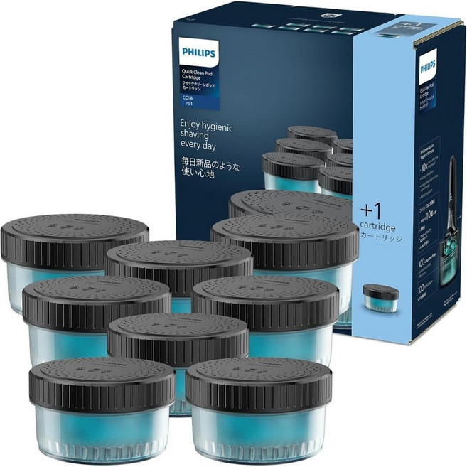 필립스 전기면도기 세척 카트리지 퀵 클린팟 레몬향 160ml 8개, 1, 8