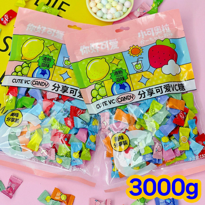샤오커오라 민트향 무설탕 비타민C 과일 믹스 캔디 베트남 비타팝스 사탕 정품 빠른출고, 1개, 3kg