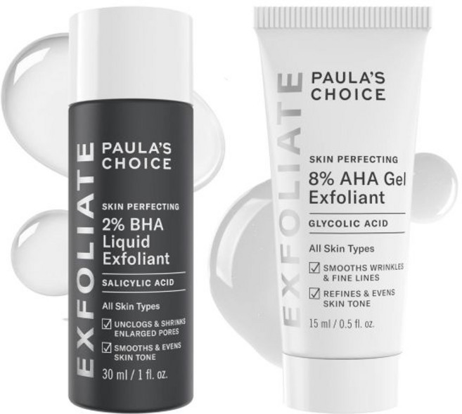 폴라 초이스 스킨 퍼펙팅 8 AHA 젤 각질 제거제 및 2 BHA 리퀴드 듀오, 여행 크기
