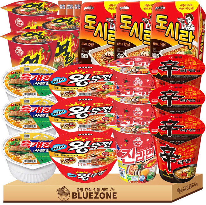 소컵 세트(진라면 매운+신라면+육개장사발면+미니왕뚜껑+도시락+열라면), 1박스