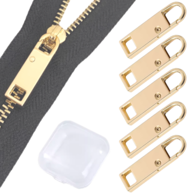 가재트 만능 지퍼고리 원터치 셀프수선 지퍼손잡이 5개입, 골드, 5개