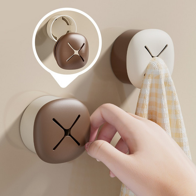 유치원 수건걸이 무타공 싱크대 도어 행주 수건 걸이 타올 홀더 수건걸이 실리콘 수건걸이 실리콘 후크걸이 싱크대 수건걸이 흡착식 수건걸이 욕실 수건걸이 부착식, 2개, 갈색