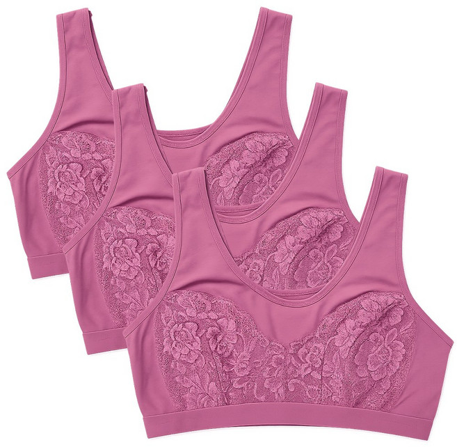 엘에이스 국산 면 부인용 할머니 홑겹 스포츠브라 브라탑 브라렛 3P