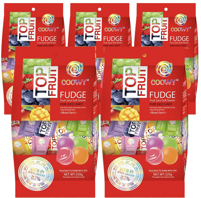 탑젤리 탑푸르트 망고 딸기 포도 믹스 혼합젤리 베트남 다낭 프릇 FUDGE, 280g, 5개