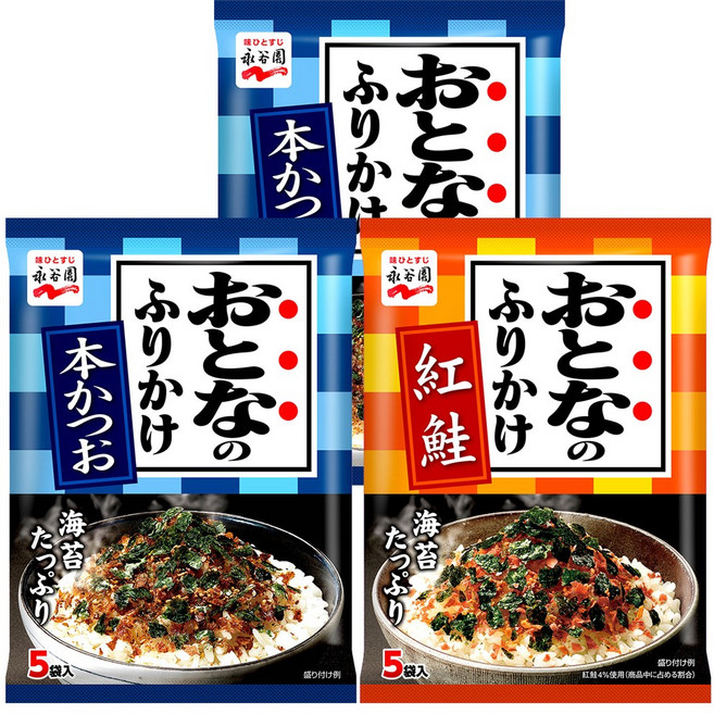 나가타니엔후리가케 3개셋트 (가다랑어2개+연어1개), 36g, 10세트