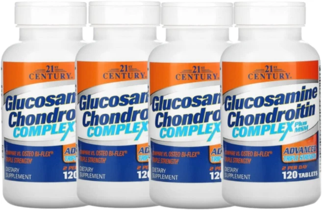 2+2 21st 센추리 글루코사민 콘드로이틴 컴플렉스 플러스 MSM 어드밴스드 트리플 스트렝스 120정, 4개 - 쿠팡
