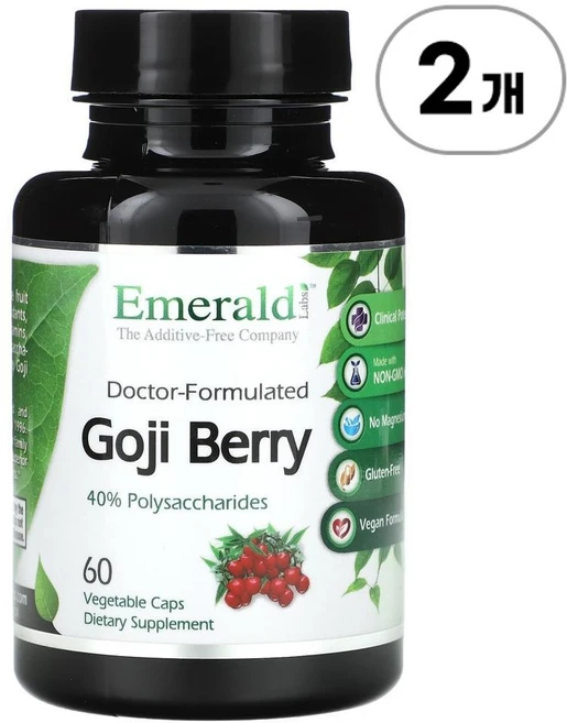 에메랄드 래버러토리 고지 베리 Emerald Laboratories Goji Berry 750 mg 60정, 2개 - 쿠팡